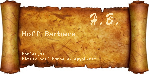 Hoff Barbara névjegykártya